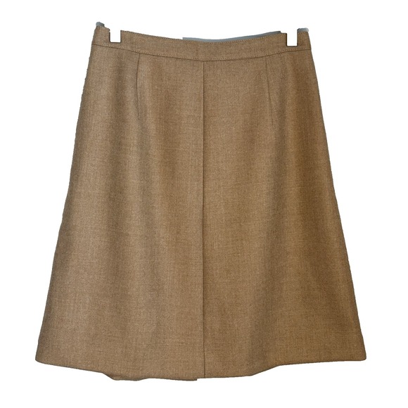 J Crew Skirt Womens 4 Wool Camel A-Line Button Front Pleated Preppy Classic NWOT - Picture 2 of 11